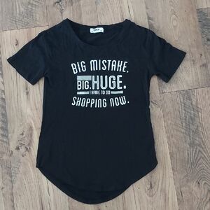 Black Short Sleeve Tee with Graphic Design "BIG MISTAKE"